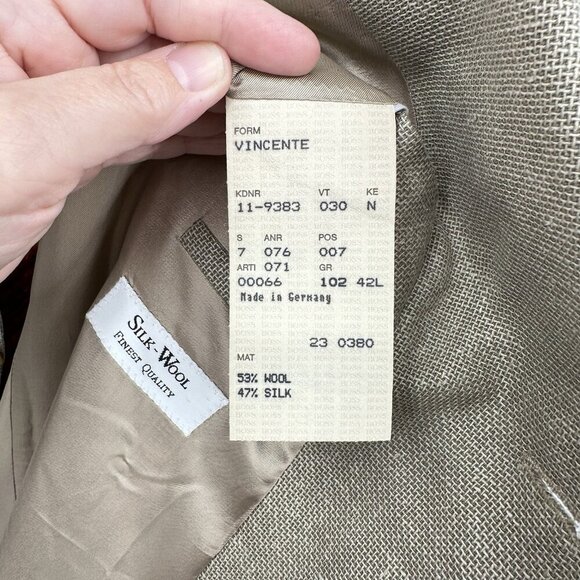 vintage 90s HUGO BOSS VINCENTE jacket blazer sport coat wool silk beige 42L - Picture 10 of 10